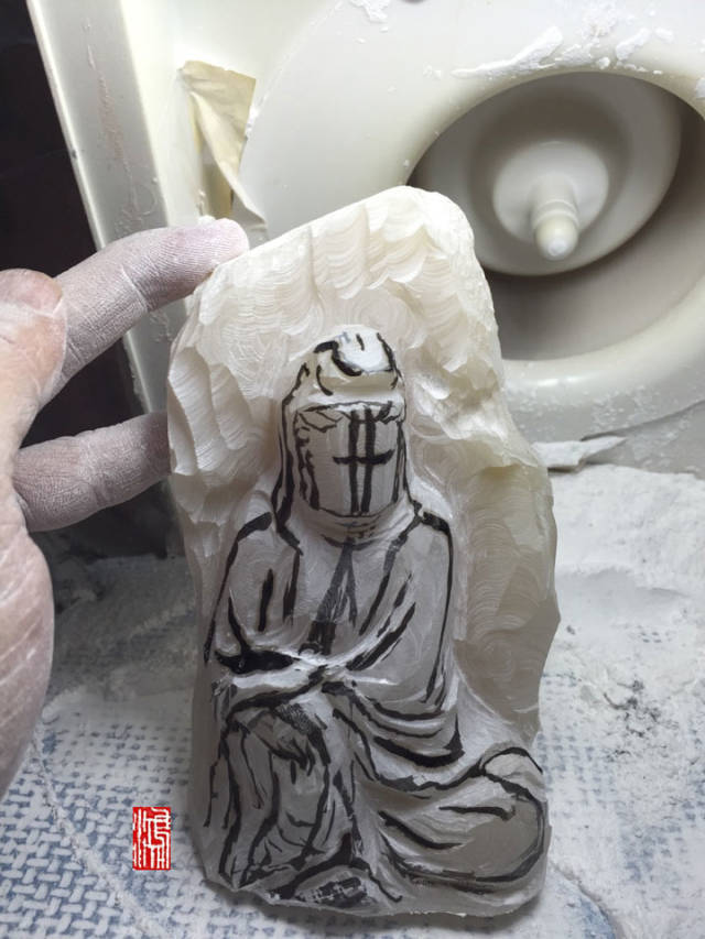 寿山石观音摆件 寿山石的雕刻过程