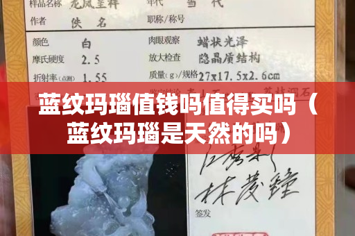 蓝纹玛瑙值钱吗值得买吗（蓝纹玛瑙是天然的吗）