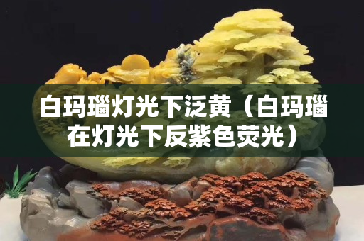 白玛瑙灯光下泛黄（白玛瑙在灯光下反紫色荧光）