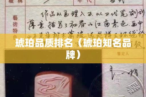 琥珀品质排名（琥珀知名品牌）