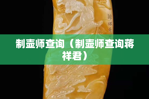 制壶师查询（制壶师查询蒋祥君）