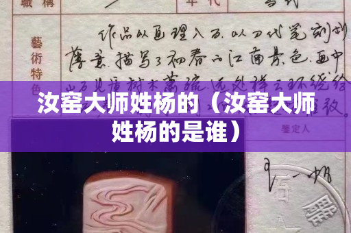 汝窑大师姓杨的（汝窑大师姓杨的是谁）