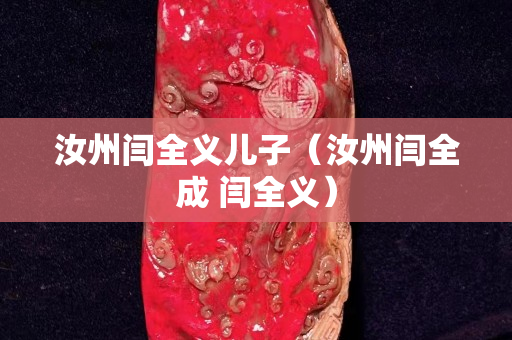 汝州闫全义儿子（汝州闫全成 闫全义）