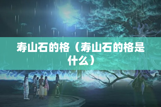寿山石的格（寿山石的格是什么）