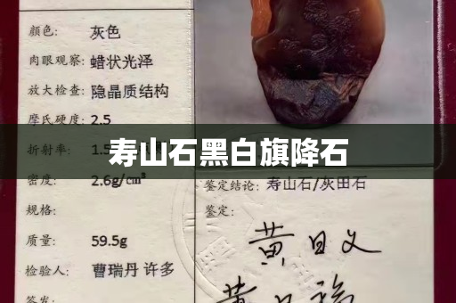 寿山石黑白旗降石