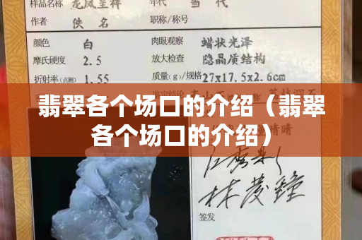 翡翠各个场口的介绍（翡翠各个场口的介绍）